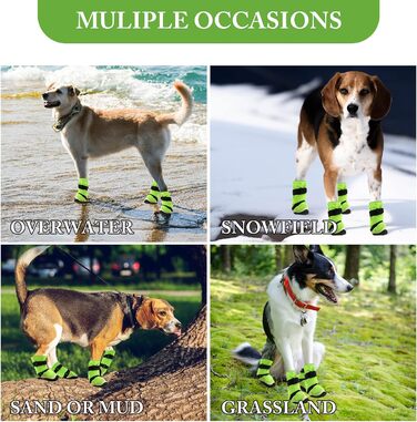 Чоботи для собак, 4 шт. Дихаючі чоботи з відбиваючими смугами, мікрофібра, шкіра, гума, рифлена підошва, захист подушечок лап (C, 8#)