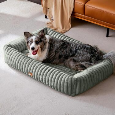 М'який лежак для собак, ортопедичний, великі породи, з підголовником, знімний, для собак XL, сірий (109x76x20 см)