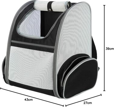 Рюкзак для собак TRIXIE Chloe, 39 × 43 × 27 см, світло-сірий/чорний