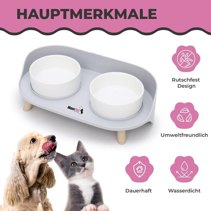 MaxxPet Подвійна керамічна миска для корму та води для собак і котів, антрацит