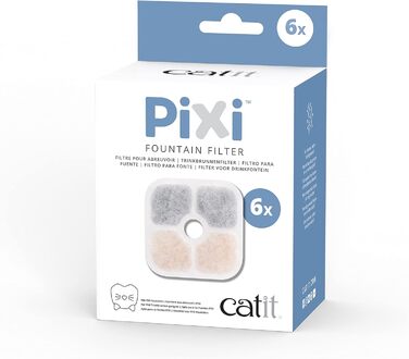 Автоматичний питний фонтан Catit Pixi для котів, 2,5 л, білий + фільтри Catit Pixi для фонтану, 6 шт, білий