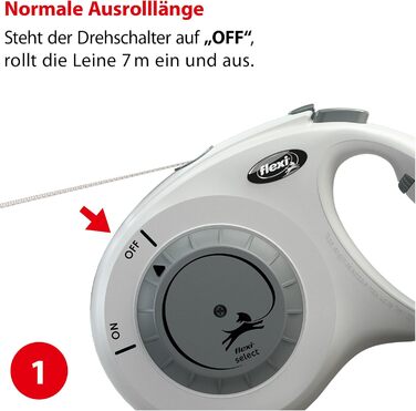 Flexi® Select Gurt 7 м чорний, рулетка для собак до 25 кг, регулювання 0-7 м (світло-сірий, Medium)