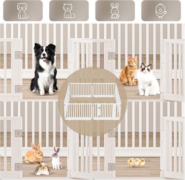 Клітка-вигул для цуценят Gupamiga, розкладна з дверцятами, для дому, на свята, біла (178x178 см), 8 шт.