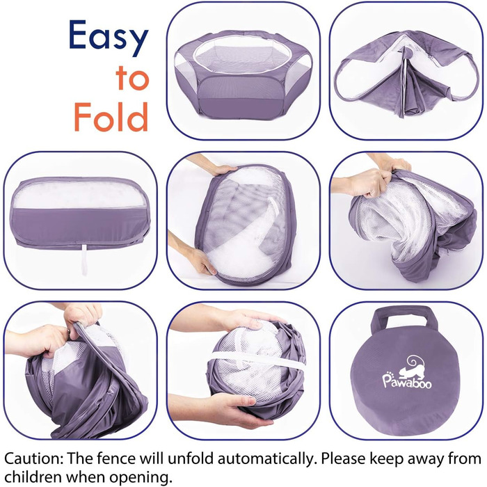 Pawaboo Freigehege для дрібних тварин: водяний, складаний, для кроликів, котів, собак, хом'яків - фіолетовий