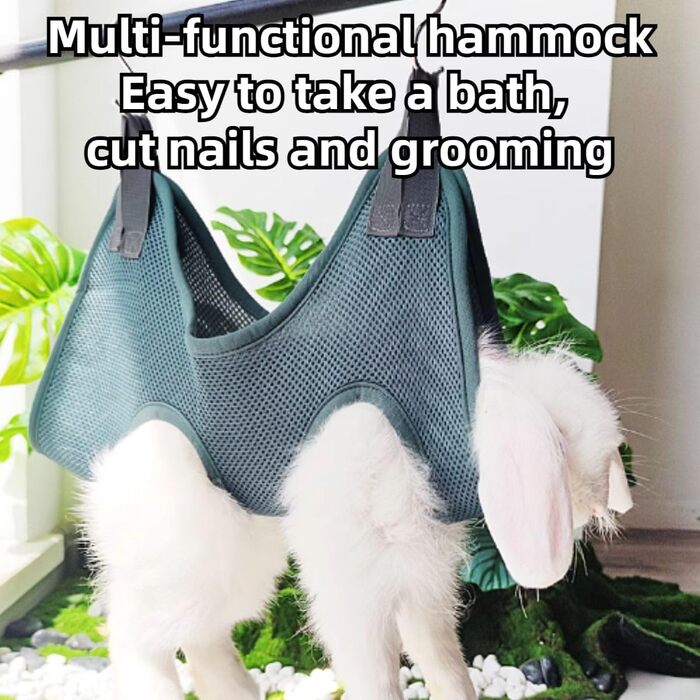 Гамак для кроликів з ремінком безпеки для догляду за кігтями та шерстю, сумка для купання кроликів, сумка для догляду за кігтями котів, аксесуар для догляду за дрібними тваринами (Сірий, XXS)