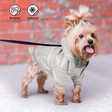 Водонепроникний зимовий одяг для собак Namsan Pet - теплий пуховик з капюшоном, сірий, розмір S (Bust: 9.8-11.8'')