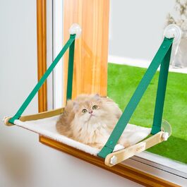 Складаний котячий гамак CATISM до 20 кг, посилений з міцними присосками, двостороння подушка, кріплення на підвіконня, праний, котячий спальний мішок 54x39 см