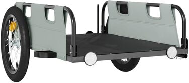 Причіп для велосипеда для собак, сірий, з оксфордської тканини та металу. Зручний для транспортування, легко монтується.