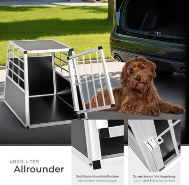 Транспортна переноска для собак tectake® - алюмінієва переноска для авто та дому, 65 x 90 x 69,5 см (Single Large)