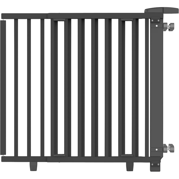 Захист для сходів Geuther Oris | Дверний захист для сходів з кріпленням, 2 клямки для поручнів, ширина, стабільне дерев'яне дитяче ворота, натуральний лак (чорний, 95-135 см)