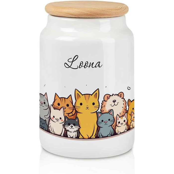 Банка для ласощів з гравіюванням з іменем для котів та собак - персоналізований подарунок для власників тварин