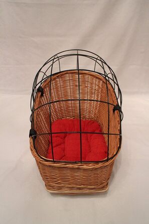 Корзина для велосипеда Marcus Hundefahrradkorb XL для багажника з лози з металевою сіткою та подушкою. Корзина для покупок, для котів та собак.
