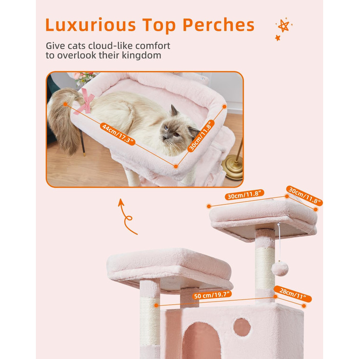 Дерево-кіготь для котів Taoqimiao Kaktusfarbe MSC026L - великий, стабільний комплекс з будиночками, гамаком, корзиною та 8 стовпчиками для дряпання