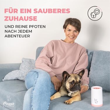 Очисник для лап тварин Maggie & Cooper (розмір S, колір: рожевий) | чисті лапки | з мікрофібровим рушником | 2 розміри | придатний для миття в посудомийній машині | м'які щітки