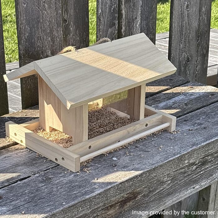 Дерев'яний будиночок для птахів Zeqeey на підвісці: велика місткість, годівниця для диких птахів, Finken, Rotkehlchen, Sparrows