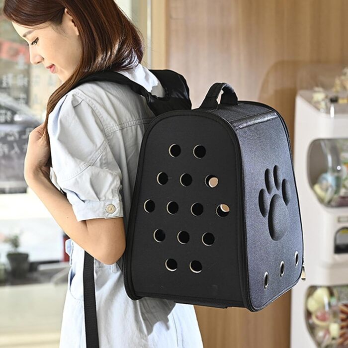 Чорна переносна сумка-переноска для котів та собак, зручна для подорожей | Переноска для тварин з вентиляцією