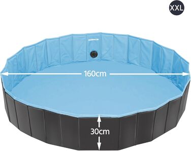 Yaheetech басейн для собак, складаний басейн 160×30 см, чорний, водонепроникний дитячий басейн для домашніх тварин, складна ванна для купання тварин