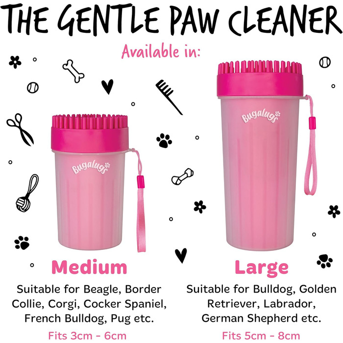 Очисник лап для собак Bugalugs: портативний душ для лап для собак та котів (середній)