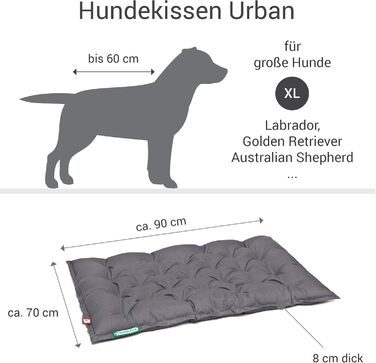 Ортопедичне собаче ліжко Doctor Bark Urban - для великих собак, 90x70 см, сірий колір, Made in Germany. Легко миється до 95°C. Міцний килимок для дому та вулиці.