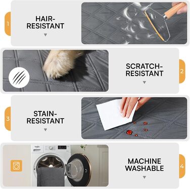 Водонепроникний килимок для собак Luciphia 132x208 см з неслизьким покриттям. Захист для дивану, ліжка, авто. Міцний, машинне прання. Сірий колір.