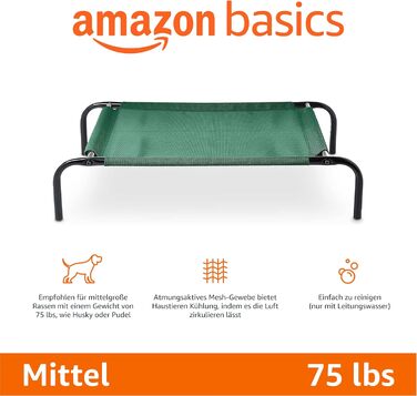 Крісло-лежанка для собак Amazon Basics, зелене, розмір M, 110 x 65 x 19 см