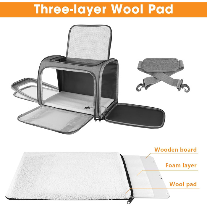 Транспортна сумка для кота та собаки, 45x30x30 см. Зручна переноска для кота та середнього собаки, складана та дихаюча, для подорожей на авто