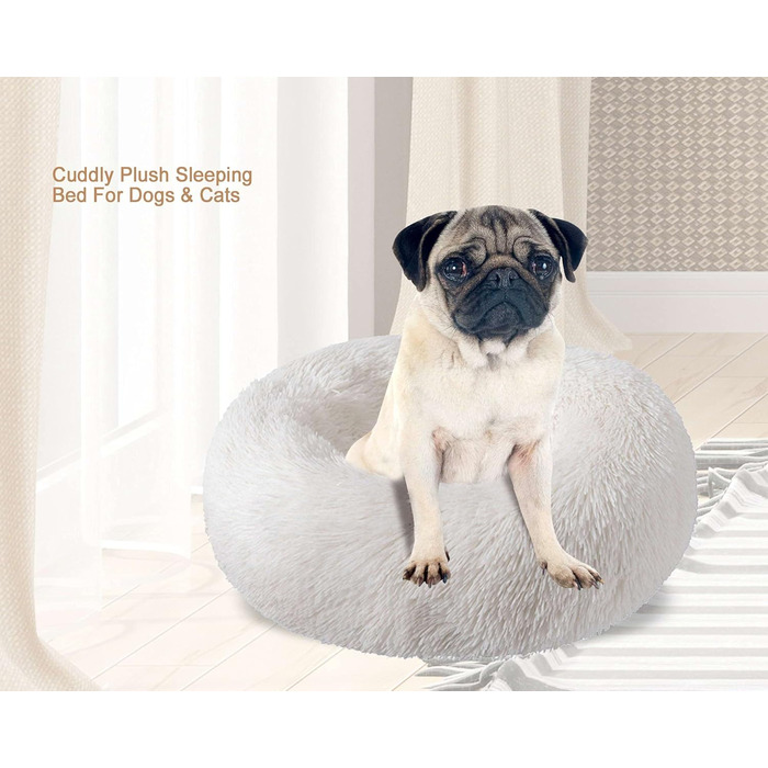 Кругле ліжко-лежанка для собак та котів, 80 см, білий колір. Знімне, washable.