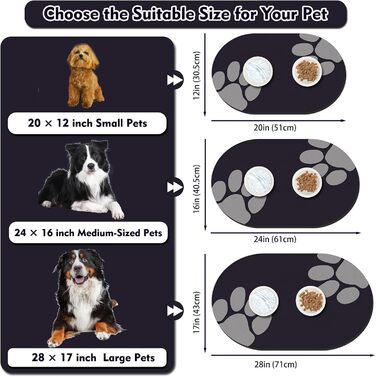 Підкладка під миску для собак та котів METEOROCK, 71x43 см, чорна, швидковисихаюча, для кількох тварин