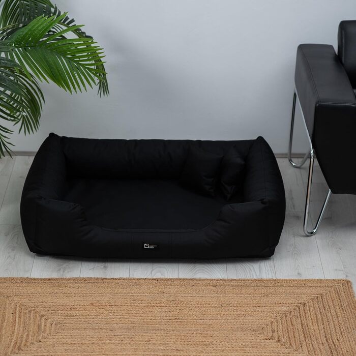 Ортопедичне ліжко для собак Puffi Orto, середнього, малого розміру - подушка для собак, килимок для собак з поліестеру, водовідштовхувальне, зносостійке, знімає біль (L+|90x70см, Чорний)