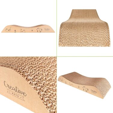 Котяче дряпальний борд | Дряпка з гофрокартону | Натуральні дряпальні дошки для котів | Міцні дряпальні меблі для котів | 2в1 котячий будиночок + дряпальний борд | Якісний картон | Великий розмір (57 x 21 x 20 см)