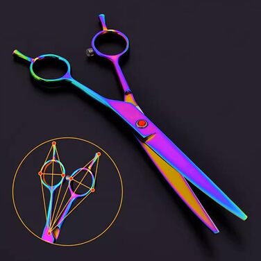 Набір ножиць для собак: професійний набір для грумінгу з нержавіючої сталі (прямі, зігнуті, фінішні ножиці, гребінець) для тіла, морди, вух та лап