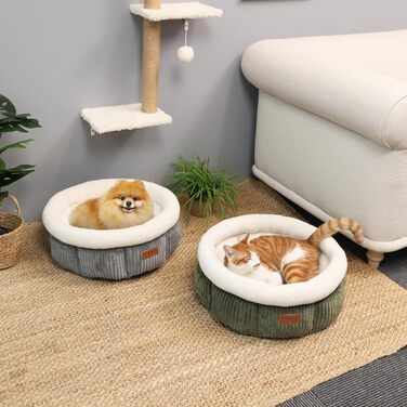 Ліжко для кота FUKUMARU, 48x48x20 см, сіре, м'яке, з бортиками