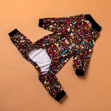 Піжама для собак LovinPet з повним покриттям, чорний кант, техніка серветки, захист від УФ, після операцій (M)