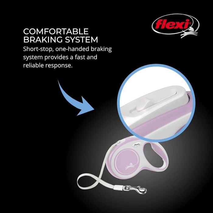 Висувна обплетенна повід для собак FLEXI New Comfort, 5 м, рожевий, розмір M (до 25 кг)
