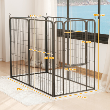 PawHut Puppy Playнеж 6-сторонній Щенячий біг з 6 сітчастими пластинами Двері Гнучкий складний захисний брезент Вільний вигул Вольєр для собак висотою 100 см Щенячі ворота для собаки Кішка Манеж для приміщень на вулиці | Аосом
