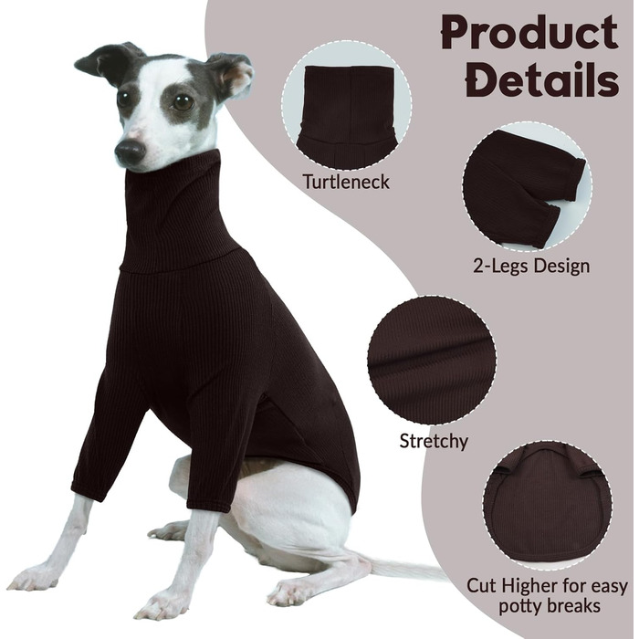 Пуловер з коміром-стійкою для гончаків, теплий зимовий одяг, куртка для гончаків, одяг для собак середнього розміру, теплий пуловер для собак (M, Коричневий)