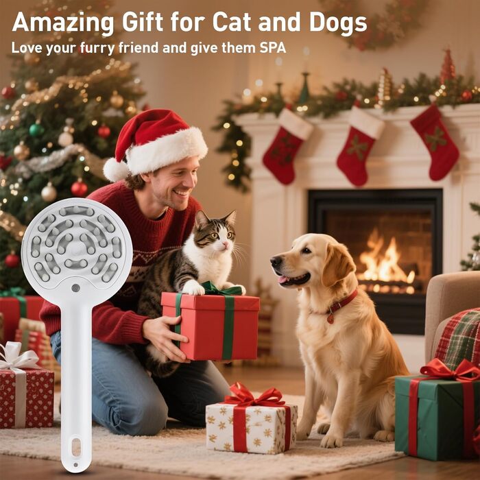 Масажна щітка 3-в-1 для тварин | Антистатичний гребінь для котів та собак | Видалення шерсті та масаж | Вбудований пульверизатор для води | Ідеальна для щоденного догляду за шерстю