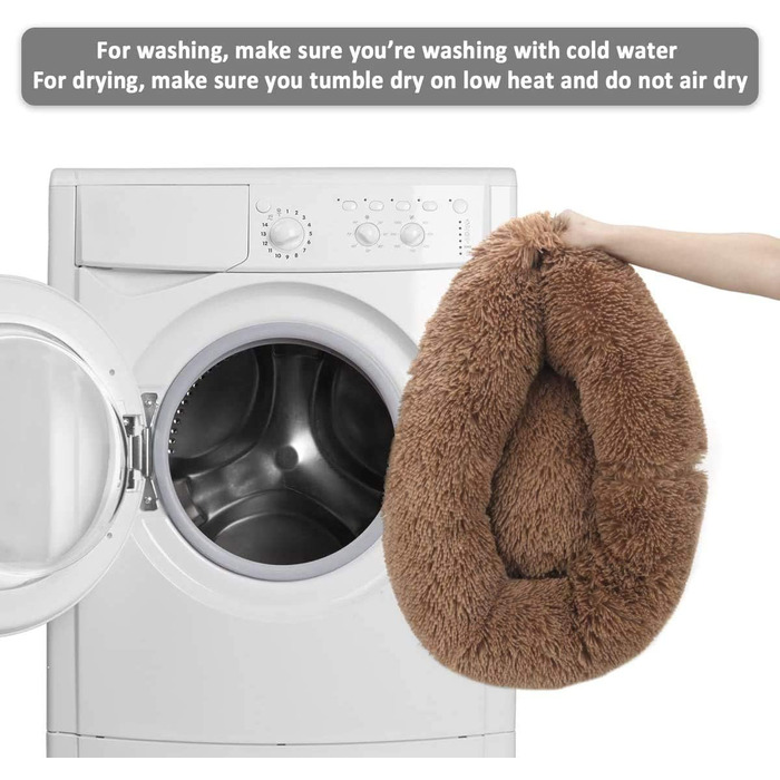 Круглий лежак для собак і котів, коричневий, 80 см. Знімний м'який плюшевий кошик з водонепроникним дном. Підходить для собак і котів.