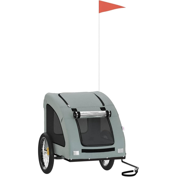 Причіп для велосипеда для собак сірий Oxford, матеріал: оксфордська тканина та метал, модель 93965