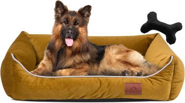 Жовте лежанка для собак XL (120 x 90 см) знімний чохол на блискавці | Лежанка для великих собак | Миється