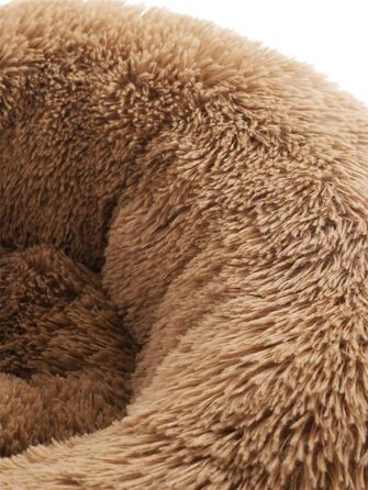 М'яке ліжко для собак та котів у вигляді пончика, плюшеве, кругле, 50 см, коричневе