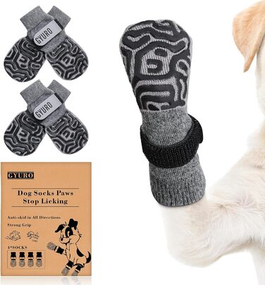 Шкарпетки для собак з неслизькою підошвою та регульованим кріпленням (Сірий, L)