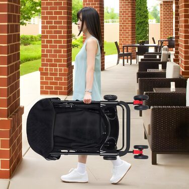 Чотирьохколісний візок для собак, переноска для собак, чорний