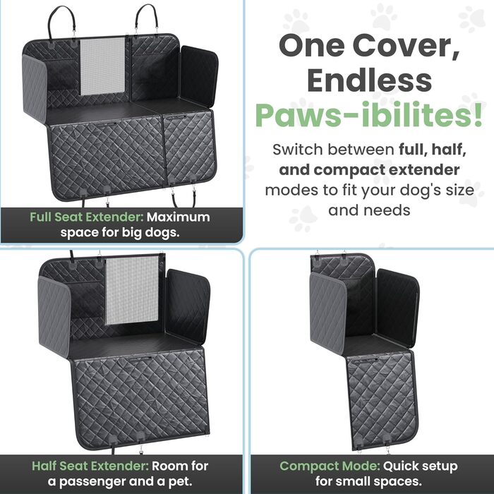 Захисний чохол на сидіння автомобіля для собак, 63.8 x 52.7 см, з ременями безпеки та мискою