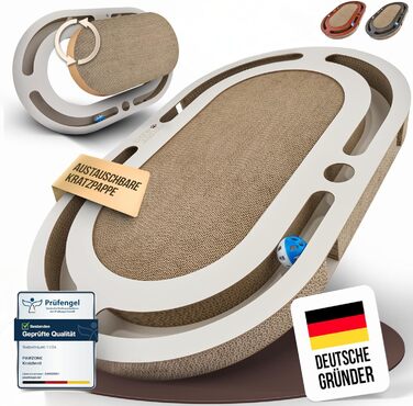 PAWZONE Драбина-крізь-стіну для котів, 72x45 см, двостороння, знімні елементи, іграшки, XXL картон, MDF, біла