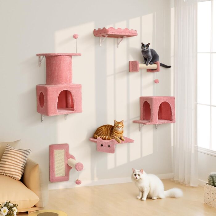 Комплекс для котів BYBYME з гамаком, ліжком та каналом, 6 предметів, рожевий