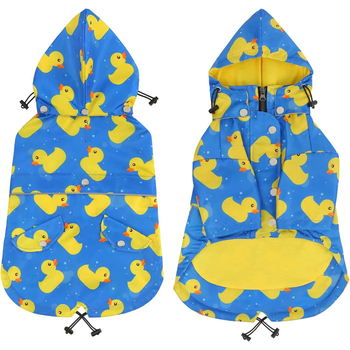 Дощовик для собак HDE, двошаровий, на блискавці, з капюшоном, розмір 3XL (M, блакитний)