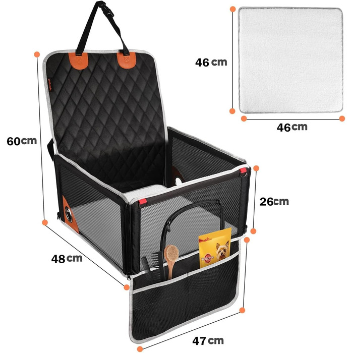 Автокрісло для собак - комфортне та дихаюче, для маленьких та середніх порід. Зручне, складне автокрісло для собак для заднього та переднього сидіння.