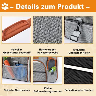 Сумка-переноска для котів та собак до 7 кг COMSLE (42x22x25 см, світло-сіра)