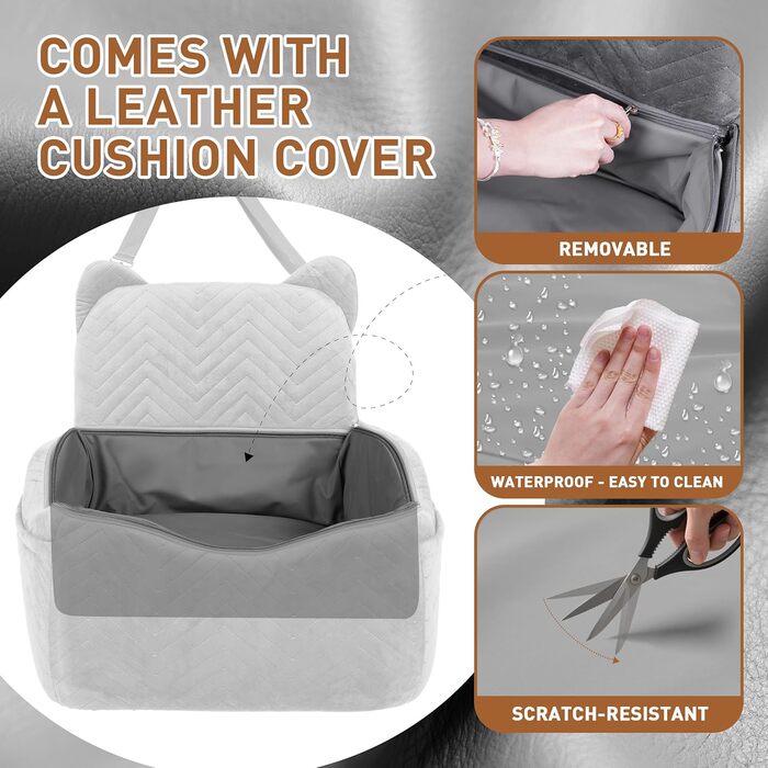 Автокрісло для собак: комфортне та безпечне автокрісло з меморі-піни для собак маленьких та середніх порід, з ременями безпеки та водонепроникним покриттям